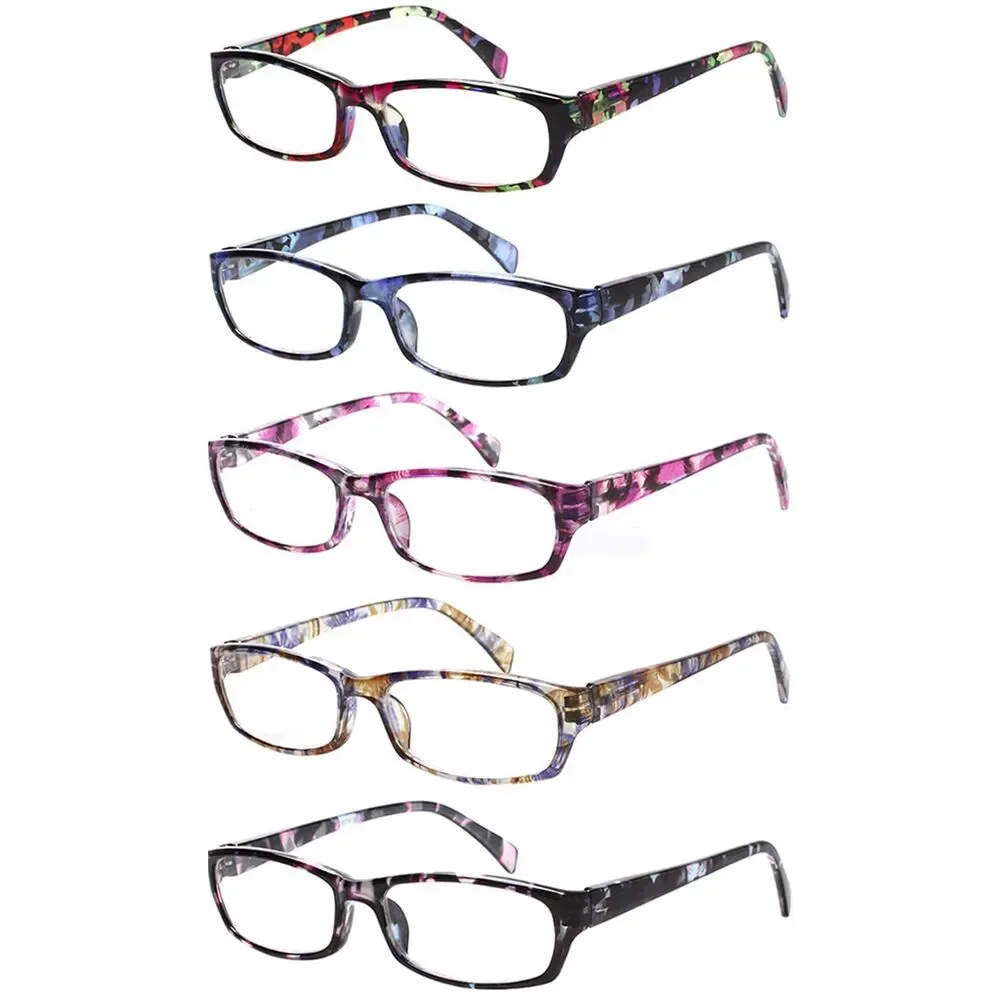5 Pairs Fashion Readers Pattern Print for Women (+1.0)